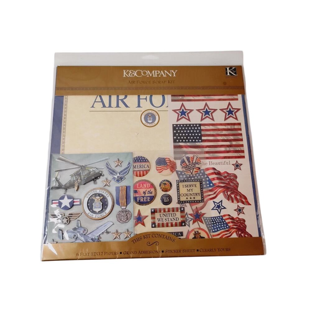 K&Company Military Scrapbook Kit Layouts, 12"x12" Air Force Stickers Paper